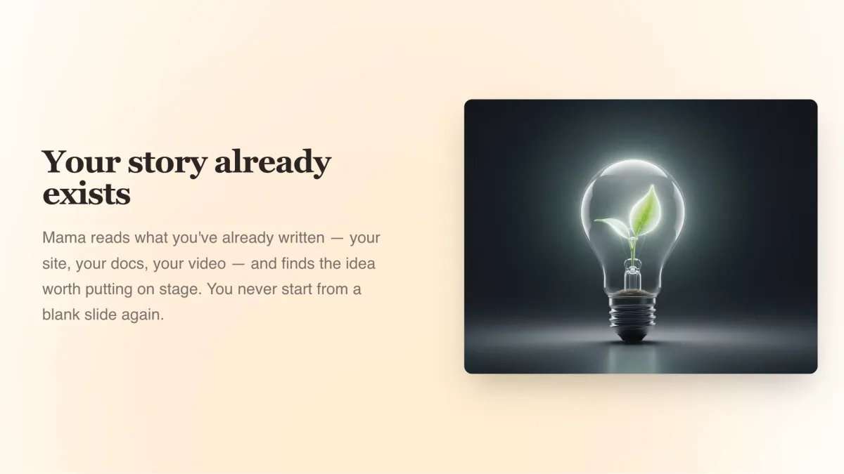 A slide Mamadeck generated from a website